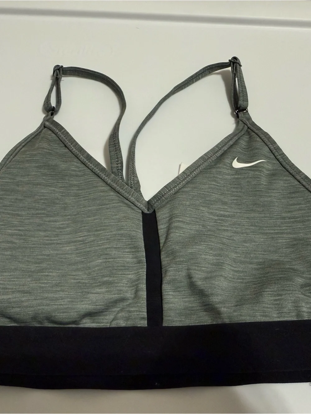 Nike Gray & White Thin-Strap Sports Bra